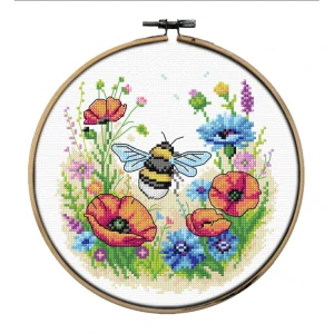 ORCHIDEA Counted Cross Stitch Kit with Hoop Included Bumblebee 7980