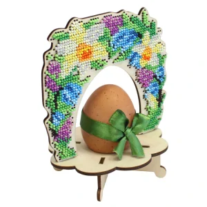 M.P.STUDIA Beaded embroidery on wooden base EGG STAND O-055